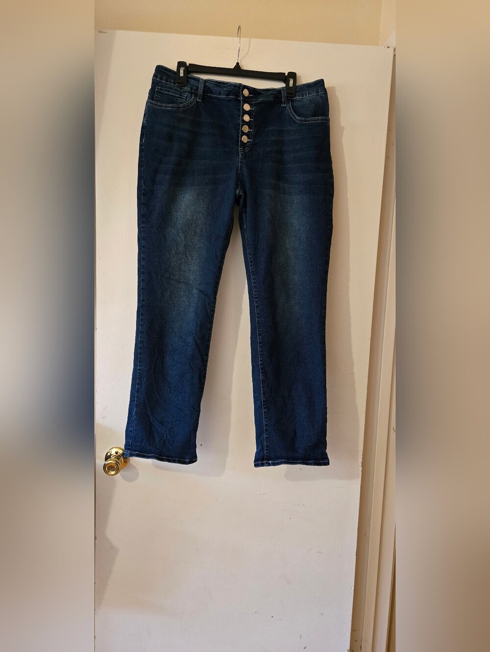 Flamingo Straight Leg Dark Blue Women's Jeans - Classic Button Fly
